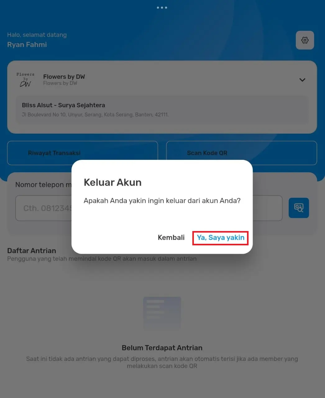 cara logout akun merchant